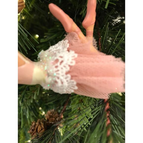 2 Girl Ballerinas Standing Laying Down Pose Pink Christmas Tree Ornaments 3-4 in - Picture 4 of 10